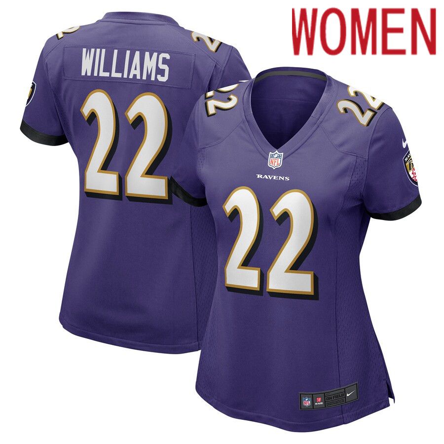 Women Baltimore Ravens #22 Damarion Williams Nike Purple Player Game NFL Jersey->women nfl jersey->Women Jersey
